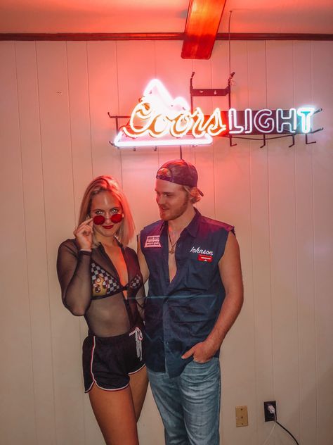 Racecar Driver Couples Costume, Couple Halloween Costumes Race Car, Car Mechanic Costume, Race Car Halloween Costume Couple, Cars Costume Couple, Race Car Driver Couple Costume, Racecar Couples Costume, Race Car Couple Costumes, Mechanic Costume