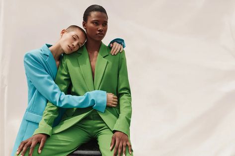 House of Holland's Gender-Neutral Rainbow Suits Are the Best Pride Collection Yet | them. Skincare Shoot, Group Poses, Pride Collection, Send Help, House Of Holland, Friend Poses Photography, Monochrome Fashion, Original Fashion, Group Photo