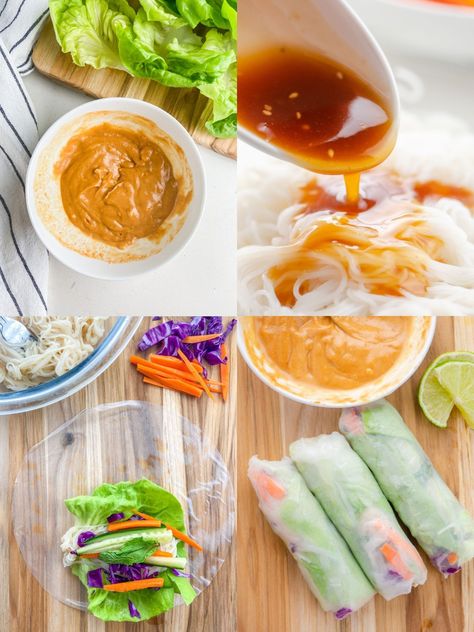 These Fresh Spring Rolls are perfect for lunches! They are hearty and loaded with fresh vegetables. The peanut sauce is the perfect dipping sauce to serve along side. Naturally vegan! Visit www.lifesambrosia.com to learn how to make them! Vegan Spring Rolls, Rice Paper Wrappers, Cabbage Rice, Vegetable Spring Rolls, Peanut Sauce Recipe, Fresh Spring Rolls, Spicy Peanut Sauce, Spicy Peanuts, Sriracha Sauce