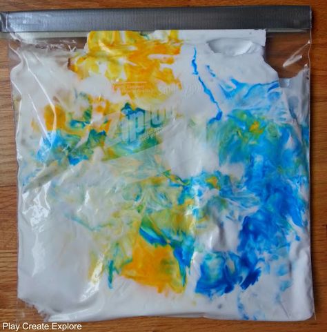 Shaving Cream Color Mixing in a Ziplock Bag Science Activities For Infants, Activities For Infants, Sensory Bags, Color Of The Week, Quick And Easy Crafts, Creative Curriculum, Ziplock Bag, Science Fair Projects, Toddler Play