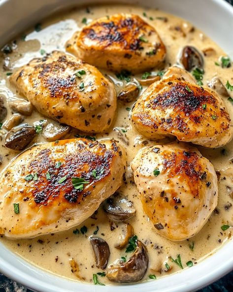 Dixie Stampede Chicken Recipe, Chicken Diane, Broccoli Potato Cheese Soup, Dixie Stampede, Mustard Cream Sauce, Steak Diane, Turkey Cutlets, Creamy Mustard Sauce, Seared Chicken