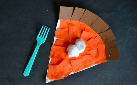 CafeMom.com : Pumpkin Pie Craft : 25 Thanksgiving Crafts to Keep Kids Out of the Kitchen -- Kids who can't wait for dessert will love making this pumpkin pie paper craft that will last long after the real pie is gone. To cut down on the level of supervision needed, older kids can cut their own squares from tissue or construction paper, while toddlers can tear small pieces until their pie slice is filled in. Preschool Placemats, Pumpkin Pie Craft, Pie Craft, Thanksgiving Arts And Crafts, Fall Crafts For Toddlers, Thanksgiving Crafts For Toddlers, Thanksgiving Crafts Preschool, Pies Art, November Crafts