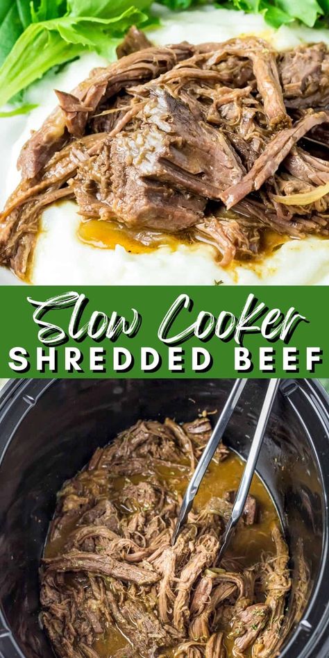 Shredded Beef Recipes Crockpot, Crockpot Shredded Beef, Shredded Beef Recipe, Shredded Beef Sandwiches, Crockpot Foods, Slow Cooker Shredded Beef, Shredded Beef Recipes, Slow Cooker Recipes Beef, Crockpot Dishes