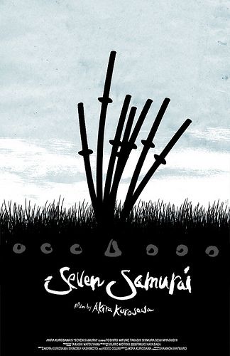 Seven Samurai poster Seven Samurai, Toshiro Mifune, Septième Art, Ralph Fiennes, I Love Cinema, Ingrid Bergman, Foreign Film, Liam Neeson, Minimal Movie Posters