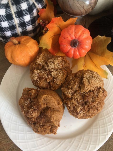 Pumpkin Applesauce Muffins Pumpkin Applesauce Muffins, Pumpkin Applesauce, Applesauce Muffin Recipe, Pumpkin Cake Mix, Fall Muffins, Vegan Gluten Free Snacks, Spice Cake Mix And Pumpkin, Three Ingredient Recipes, Applesauce Muffins