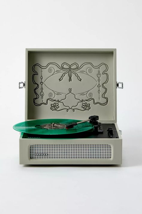 Crosley UO Exclusive Embossed Bows Voyager Bluetooth Record Player | Urban Outfitters Victrola Record Player, Crosley Record Player, Bluetooth Record Player, Vinyl Player, Men's Shoes Accessories, Vintage Radio, Cute Room Decor, Wellness Gifts, Played Yourself