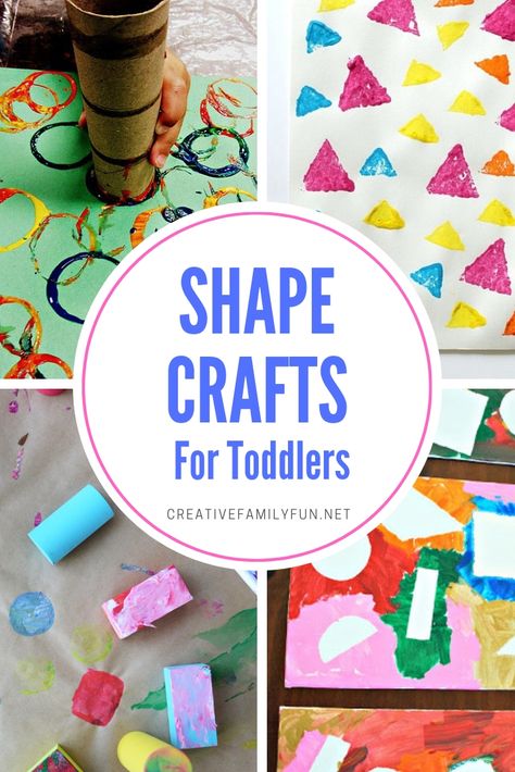 Fun and easy shape crafts for toddlers that focus on process and help your kids get familiar with different shapes. #kidscraft #toddler #shapes Shape Crafts For Toddlers, Shapes Toddlers, Playschool Activities, Triangles Activities, Family Activities Preschool, Shapes For Toddlers, Shapes Lessons, Toddler Board, Camping Classroom