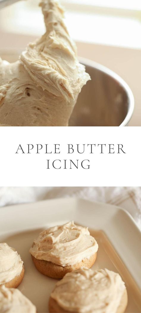 I’m going to make this short and sweet – just like this apple butter icing recipe. Really, this should be used to top everything in life, but I made it to top my Apple Butter Cookies. It’s made from scratch in less than 5 minutes. Apple Buttercream, Thanksgiving Baking Recipes, Apple Butter Cookies, Butter Icing Recipe, Bakery Goods, Frosting Recipes Easy, Julie Blanner, Cake Frosting Recipe, Homemade Frosting