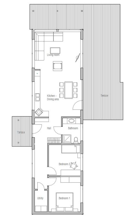 Narrow House Designs, Narrow House Plans, Two Bedroom Apartment, Narrow Lot House, Narrow Lot House Plans, Affordable House Plans, 2 Bedroom House Plans, Free House Plans, Long House