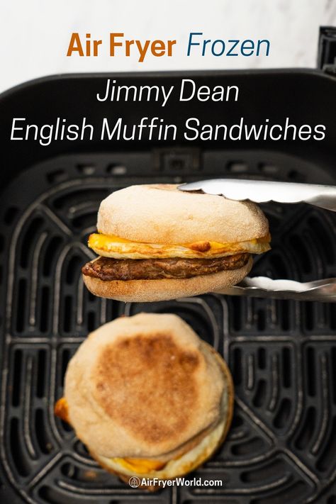 Air Fryer Frozen Jimmy Dean English Muffin Sandwiches Jimmy Dean Frozen Breakfast Sandwich In Air Fryer, Air Fryer Breakfast Sandwich Recipes, Air Fryer Sandwiches, Jimmy Dean Breakfast Sandwiches, Breakfast Croissants, English Muffins Sandwich, Breakfast Brunch Party, Frying Recipes, Breakfast Sandwiches Frozen