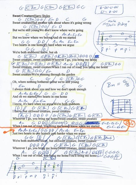 Harry Styles Guitar Chords, Sweet Creature Harry Styles, Sweet Creature Lyrics, Piano Music With Letters, Piano Notes Songs, Harry Styles Songs, Ukulele Chords Songs, Guitar Chords And Lyrics, Ukulele Chords