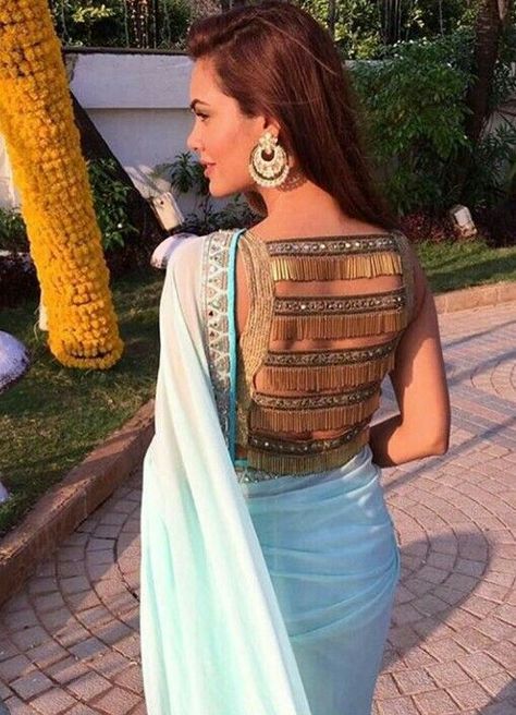 30 New Saree Blouse Designs 2018 You Must Try Indian Blouse Designs, Saree Blouse Neck Designs, Backless Blouse Designs, New Saree Blouse Designs, Lehenga Blouse Designs, Sari Blouse Designs, Indian Saree Blouses Designs, Blouse Designs Indian, Salwar Kamiz