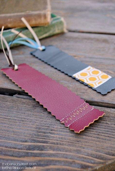 Faux Leather Bookmarks - The Ribbon Retreat Blog Faux Leather Bookmarks, Diy Kitchen Ideas, Leather Bookmarks, Diy En Cuir, Wedding Hair Styles, Diy Wedding Hair, Diy Leather Projects, Leather Scrap, Leather Jewelry Diy