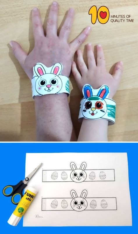 Bunny Craft Ideas, Easter Bunny Craft, Easter School, Easter Basket Crafts, Easter Crafts Preschool, Paper Bracelet, Easter Crafts For Toddlers, April Crafts, Bunny Craft