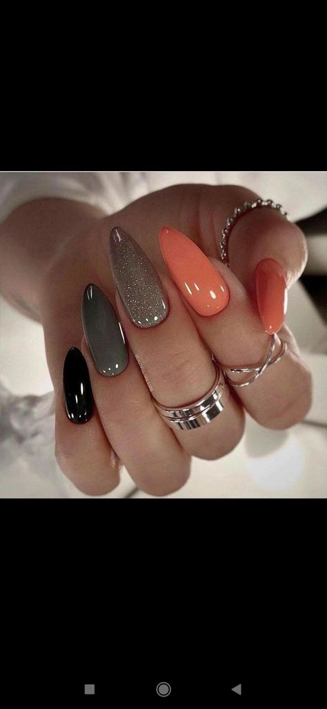 November Nail, November Nail Designs, Fingernails Painted, Festive Nail Designs, Matte Black Nails, November Nails, Fall Gel Nails, Lovely Nails, October Nails