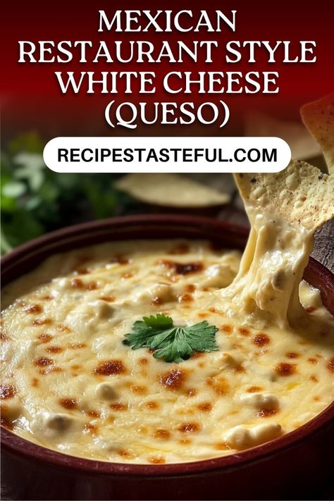 A creamy and flavorful queso dip that brings the taste of your favorite Mexican restaurant right into your home. Perfect for parties or a cozy night in! White Cheese Queso Dip, Cheese Queso Dip, White Queso Dip Recipe, White Queso Recipe, Mexican White Cheese Dip, Queso Blanco Dip, Cheese Dip Mexican, White Cheese Dip, White Queso Dip