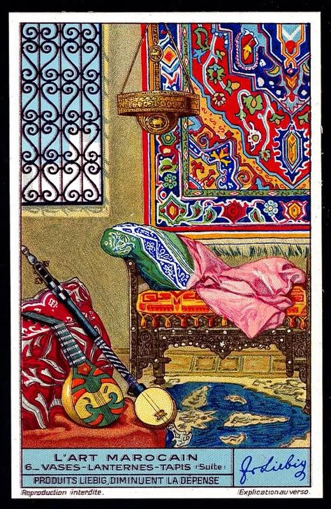 Liebig Tradecard, Moroccan Painting, Kawaii Planet, Art Marocain, Pakistan Art, Art Trippy, Holiday Inspo, Moroccan Culture, Moroccan Art