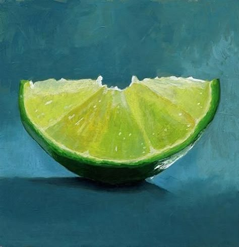 Acrylic Still Life, Lime Slice, Vegetable Painting, Painting Simple, Art Fruit, Simple Acrylic, Food Painting, Life Paintings, Painting Media