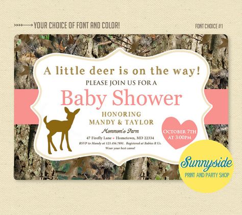 Little Deer / Doe Pink Camo / Camouflage Baby Girl Shower Invitation - Printable Invite Camouflage Baby Shower, Baby Shower Camo, Deer Doe, Couples Baby Showers, Camo Baby Stuff, Baby Shower Table, Duck Dynasty