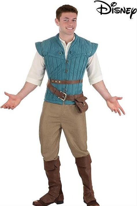 Men's Fynn Rider Costume Flynn Costume, Flynn Rider Costume, Tangled Flynn Rider, Tangled Flynn, Tangled Costume, Fun Costumes, Faux Suede Vest, Disney Halloween Costumes, Outfit For Men