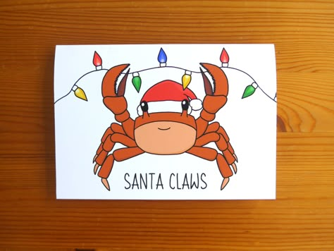 Pun Greeting Cards, Whimsical Christmas Cards, Christmas Pun Cards, Christmas Card Puns, Beach Christmas Card, Handcrafted Christmas Cards, Pun Cards, Cute Christmas Cards, Christmas Puns