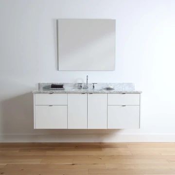 Baths Vanities – Page 2 – The Vanity Store Inc. Melamine Cabinets, White Bathroom Vanity, Floating Bathroom Vanities, Ceramic Undermount Sink, Stone Backsplash, White Drawers, Cabinet Dimensions, White Vanity Bathroom, White Vanity