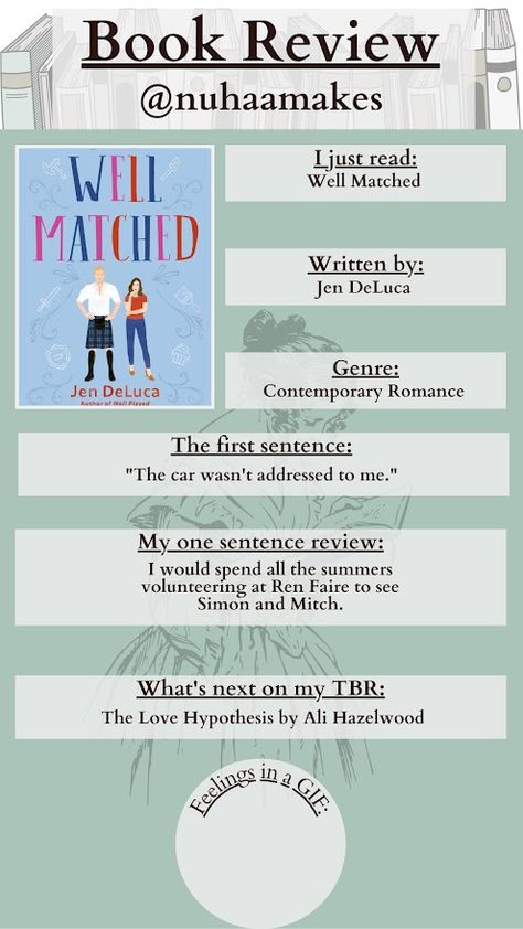 Well Matched by Jen DeLuca mini book review Well Matched Jen Deluca, Matched Book, Jen Deluca, Mini Book Review, Mini Book, What Next, Contemporary Romances, Mini Books, Book Review