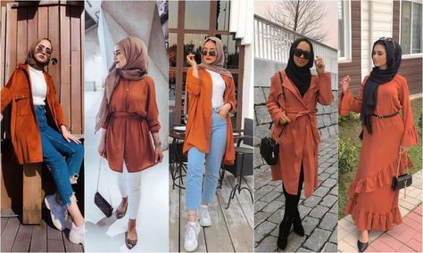 Brick Orange Outfit Hijab, Orange Shirt Outfit Hijab, Orange Hijab Outfit, Orange Shirt Outfit, Mix And Match Outfits Hijab, Outfit Ideas Hijab, Ootd Hijab Casual, Neon Prom Dresses, Scottish Clothing