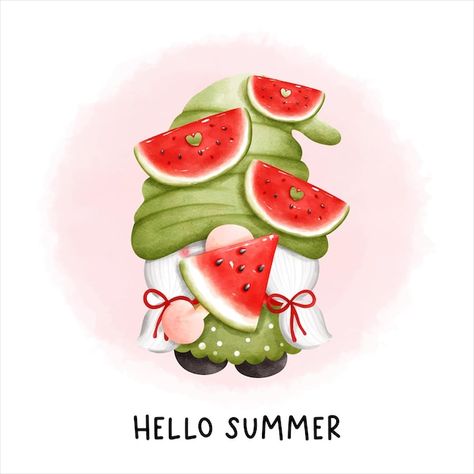 Watermelon Gnome, Watermelon Cookies, Watercolor Watermelon, Fruit Watermelon, Alphabet Cookies, 2024 Art, Fruit Vector, 2023 Art, Watercolor Fruit