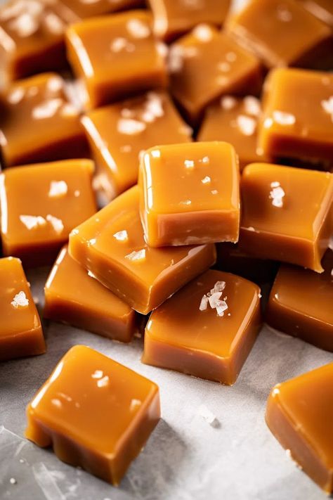 Super Soft Homemade Caramels - That Oven Feelin Shortbread Bites, Microwave Caramels, Salted Caramel Recipes, Caramel Shortbread, Salted Caramels, Spiced Cider, Soft Caramel, Candy Recipes Homemade, Caramel Candy