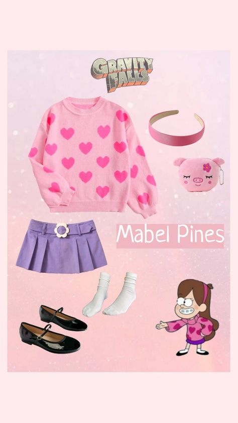 Mabels Sweaters Gravity Falls, Mabel Pines Aesthetic Outfits, Mabel Pines Outfits Style, Mabel Pines Outfits, Gravity Falls Outfit, Mabel Pines Costume, Candy Gravity Falls, Mabel Outfits, Mabel Pines Sweaters