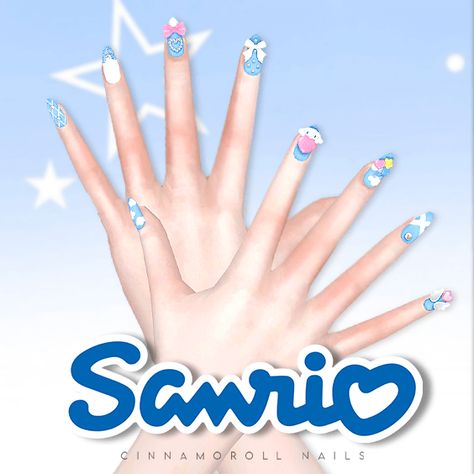 Sims 4 Sanrio Cc, Sims Nails, Cinnamoroll Nails, Sims 4 Nails, Los Sims 4 Mods, Sanrio Collection, Sims Packs, Sims 4 Anime, Free Sims 4