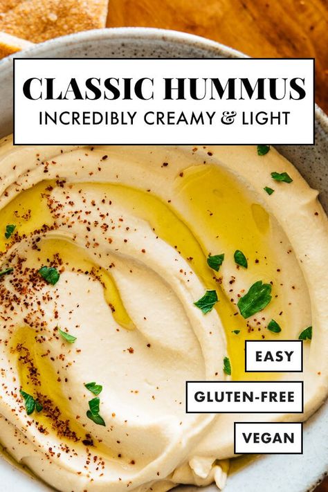 Make CREAMY, dreamy, LIGHT and fluffy hummus with this easy recipe! The best hummus you’ve every had is only 30 minutes away! #besthummus #hummusrecipe #homemadehummus #creamyhummus #cookieandlate