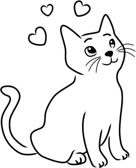 Cat Draw, Black Cat Drawing, Simple Cat Drawing, Cat Template, Cat Outline, Cats Art Drawing, Kitten Drawing, Cute Cat Drawing, Black And White Art Drawing