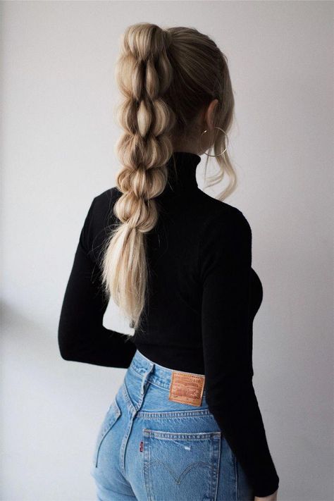 BRAIDED PONYTAIL HAIRSTYLE | www.alexgaboury.com #hairstyles #ponytail #longhair #hairbraids Unique Braided Hairstyles, Braided Ponytail Hairstyles, Fishtail Braid, Long Blonde, Short Hairstyle, Long Hairstyles, Long Blonde Hair, Braided Ponytail, Pompadour