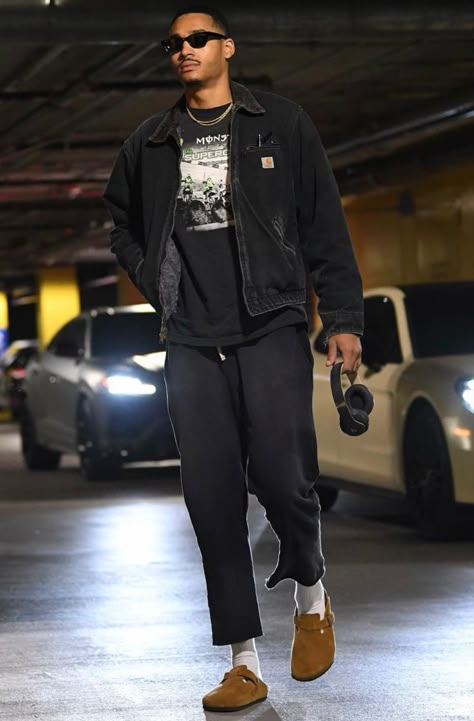 Carhartt T Shirt Outfit Men, Leaguefits Nba, Jordan Poole Fits, Men’s Outfit Inspiration, Jordan Poole Style, Black Carhartt Jacket Outfit, Nba Fashion Outfits, Jordan Poole Outfit, Nba Fits