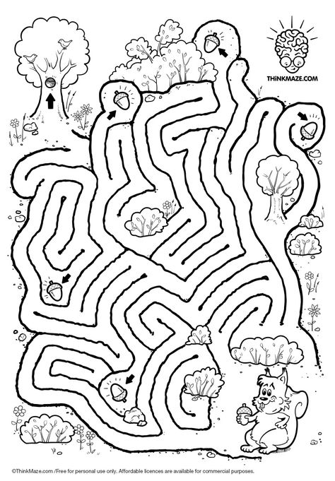 Beautiful FREE mazes for kids and more - Nutty Squirrel Maze Mazes For Kids Printable, Free Printable Puzzles, Visual Perception Activities, Fun Worksheets For Kids, Maze Worksheet, Printable Mazes, Maze Print, Mazes For Kids, Maze Puzzles