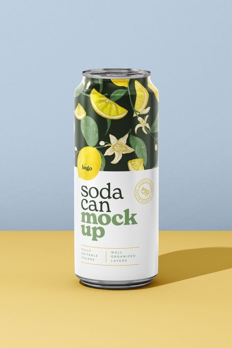 Soda Can Mockup, Soda Can Design Packaging, Soda Label Design, Beverage Can Design, Drink Packaging Design Bottle, Juice Can Design, Can Drink Design, Soda Packaging Design, Soda Can Design