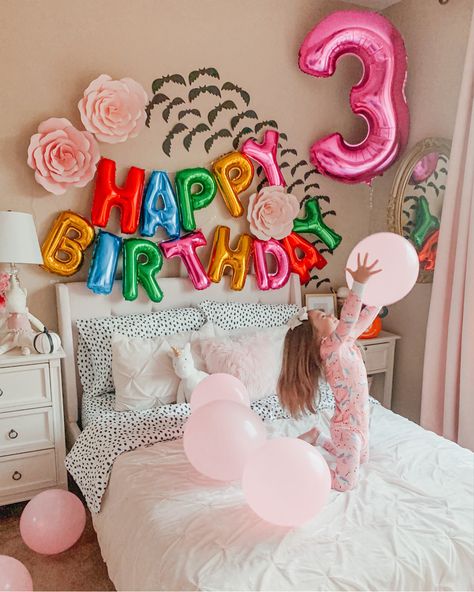 3rd birthday surprise Happy Birthday Morning Surprise, 3rd Birthday Morning Surprise, Birthday Room Surprise Kids, Birthday Morning Decorations, Baby Girl 3rd Birthday Ideas, Birthday Room Decorations Surprise Girl, Kids Birthday Morning Surprise, Morning Birthday Surprise For Kids, Toddler Birthday Morning Surprise