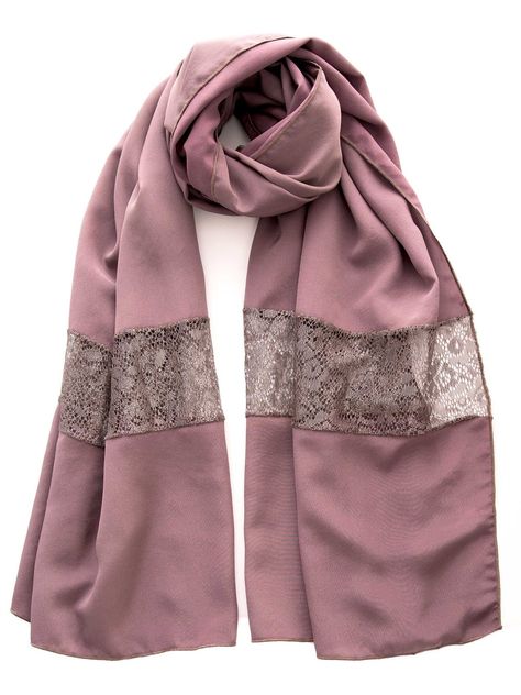 Astrid-Silk and Lace Stole-Mauve Formal Shawl, Salwar Suit Neck Designs, Scarf Photography, Embroidery Scarf, Hijab Designs, Evening Wraps, Evening Shawls, Hijab Style Tutorial, Silk And Lace