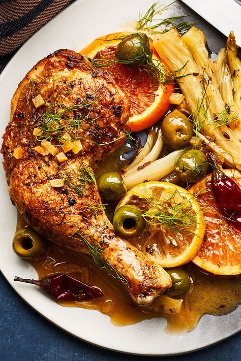 Fennel Chicken, Hearty Winter Recipes, Chicken Leg Quarters, Chicken With Olives, Braised Chicken, Braised Beef, Winter Food, Finger Food, Fennel