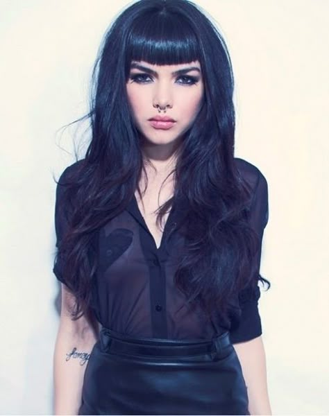 Betty Bangs, Emily Strange, Rockabilly Mode, Scene Girl, Short Bangs, Long Black Hair, Grunge Hair, Hair Envy, Hair Today