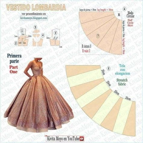 Pola Rok, Gown Sewing Pattern, Dress Sewing Patterns Free, Clothing Pattern Design, Sewing Wedding Dress, Wedding Dress Patterns, Fashion Design Patterns, Sewing Tutorials Clothes, Barbie Clothes Patterns