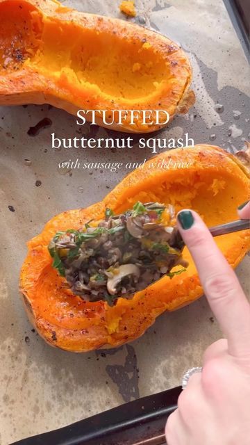 Butternut Meal Ideas, Fall Dinner Recipes Healthy Vegetarian, Stuffed Butternut Squash Vegetarian, Stuffed Butternut Squash Recipes, Butternut Squash Ideas, Healthy Butternut Squash Recipes, Bagel Balls, Butter Squash Recipe, Healthy Fall Recipes Dinner