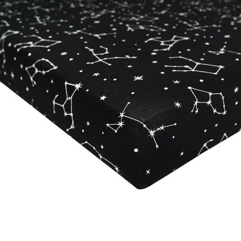 Our beloved bamboo rayon is now available as a crib sheet! Your precious baby will love bedtime with these luxuriously silky sheets to rest their head upon. The gentle fabric stretches over a standard crib mattress for a snug fit, keeping your baby safe while they sleep.  97% Bamboo Rayon, 3% Spandex 28 in x 52 in Galaxy Baby Nursery, Goth Baby Nursery, Gothic Baby Nursery, Starry Night Nursery Bedding, Star Crib Bedding, Gothic Nursery, Celestial Nursery Cribs & Toddler Beds, Galaxy Twin Bedding, Moon And Stars Nursery Blankets