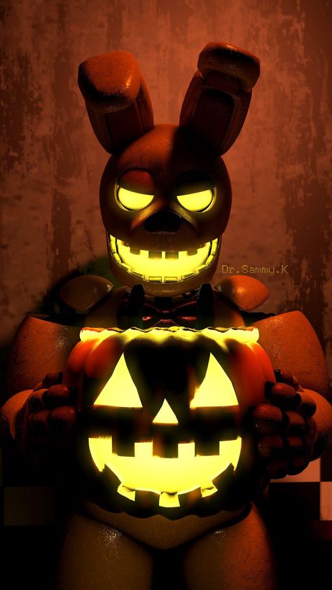 free wallpapers 4K halloween, spring bonnie, glow for mobile and desktop Rabbit Pumpkin, Scary Balloons, Wallpapers Halloween, Freddy Movie, Bonnie Fnaf, Spring Bonnie, Fnaf Wallpapers, Halloween Scary, Freddy Fazbear