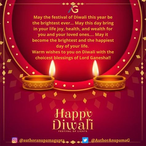 May the festival of Diwali this year be the brightest ever… May this day bring in your life joy, health, and wealth for you and your loved ones…. May it become the brightest and the happiest day of your life. Warm wishes to you on Diwali with the choicest blessings of Lord Ganesha!! #diwali2021 #happydiwali #deepavali Diwali Festival Of Lights, Health And Wealth, Diwali Festival, Lord Ganesha, Happy Diwali, Festival Lights, The Festival, Ganesha, Loved Ones