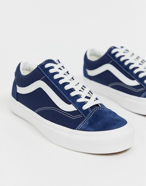 Vans Azul, Vans Classic Old Skool, Tennis Vans, Navy Vans, Vans Backpack, Tenis Vans, Old Skool Black, Navy Sneakers, Vans T Shirt