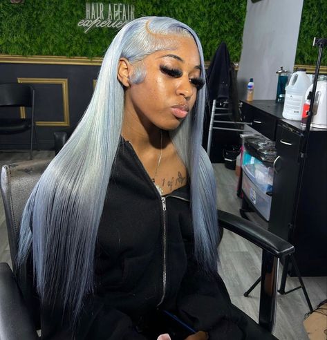 Slay Hairstyles, Lace Wigs Styles, Low Ponytail Hairstyles, Frontal Wig Hairstyles, Side Part Hairstyles, Classy Hairstyles, Goddess Braids Hairstyles, Grey Wig, Women's Wigs