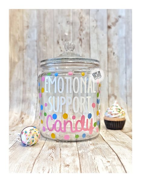 A fun office, candy jar or a perfect receptionist candy jar. Item Description: 5.65 x 5.65 x 8.34 Inches Glass Cookie Jar with lid Half gallon jar. 64oz Design is made with outdoor grade vinyl wording that will stay in tact with proper cleaning care (All items come with a product care card) Item Care: Not Dishwasher/Microwave Safe. For best & long lasting use, gentle hand washing w/mild soap (Do not to scrub/soak the design) is highly recommended to preserve the illustration. Air Dry Only. Candy Jar Ideas For Office, Candy Jar Svg Free, Classroom Candy Jar, Classroom Candy Jar Ideas, Funny Candy Jar Sayings, Candy Dish Ideas For Office, Diy Candy Jars Ideas, Office Candy Jar Ideas, Candy Containers Ideas